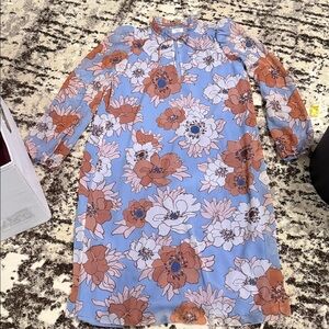 Wilfred Floral Dress in Blue and Brown